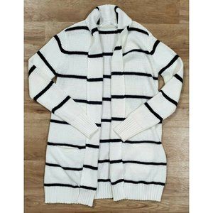 Athleta Navy and White Striped Cardigan